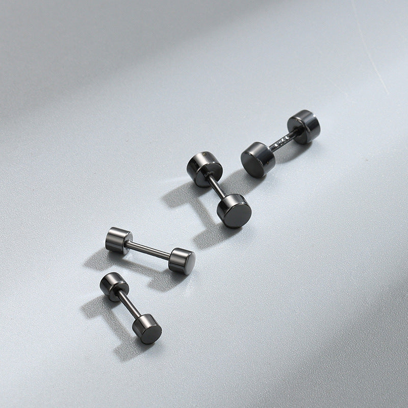 Detailed view of 3mm and 4mm flat back disc .925 sterling silver screw stud earrings showing minimalist design and polished finish