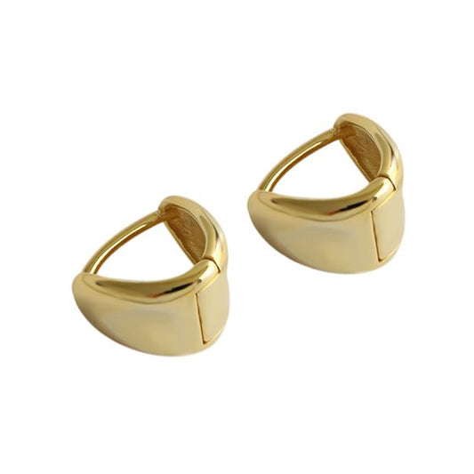 Detailed view of 8.6mm triangle .925 sterling silver leverback earrings showing geometric shape and polished finish