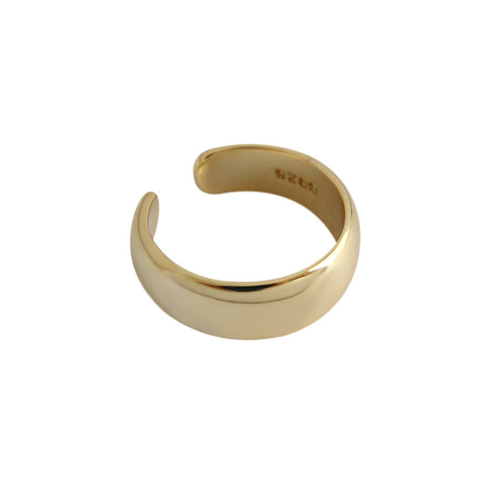 Detailed view of 5mm by 11.5mm non-pierced .925 sterling silver earring showing sleek cuff design and polished finish